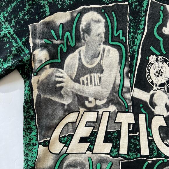 Vintage Boston Celtics AOP Salem Sports 1992 NBA Shirt Single Stitch Sleeve L - Picture 3 of 12